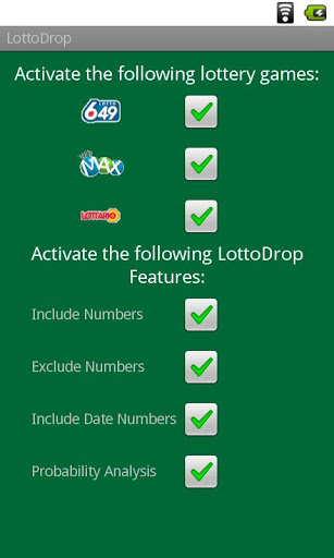 Lotto Drop app settings